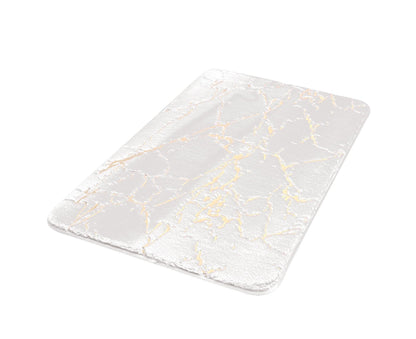 Floor Mat Anti-slip Water Absorbent Polyester Rectangular Door Carpet Cushion for Daily Use-Milky White V1263-JX-1423