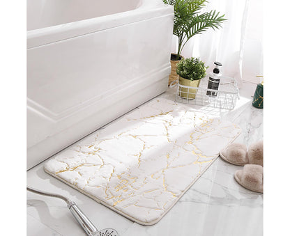Floor Mat Anti-slip Water Absorbent Polyester Rectangular Door Carpet Cushion for Daily Use-Milky White V1263-JX-1423