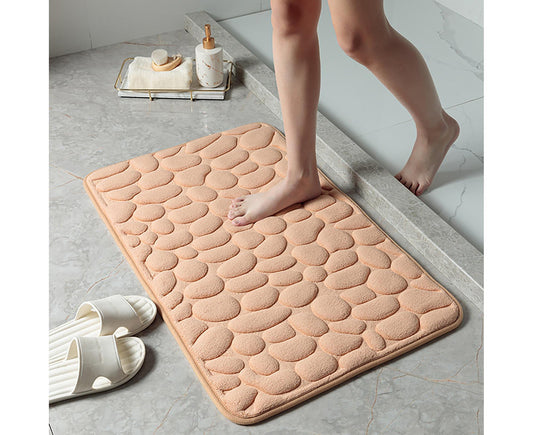 Floor Rugs Easy Clean Water Absorbent Solid Color Anti-slip Entrance Door Bath Mat for Home-Camel 50*80cm V1263-JX-1424