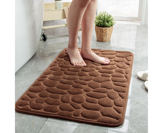 Floor Rugs Easy Clean Water Absorbent Solid Color Anti-slip Entrance Door Bath Mat for Home-Coffee 50*80cm V1263-JX-1425