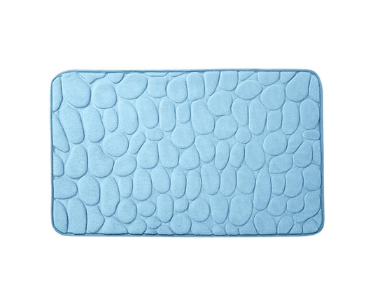 Floor Rugs Easy Clean Water Absorbent Solid Color Anti-slip Entrance Door Bath Mat for Home-Light Blue 50*80cm V1263-JX-1427