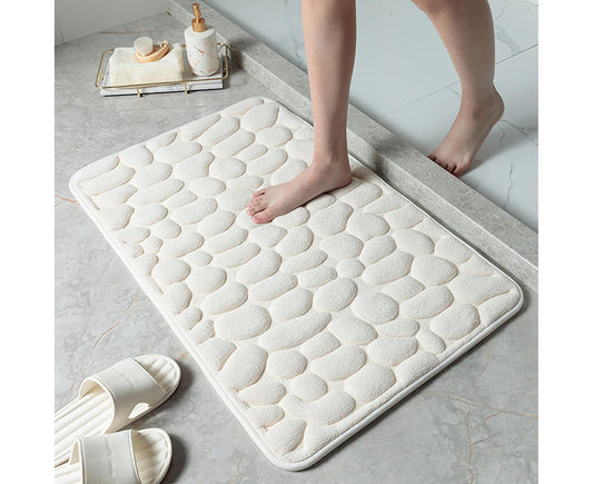 Floor Rugs Easy Clean Water Absorbent Solid Color Anti-slip Entrance Door Bath Mat for Home-Milky White V1263-JX-1428