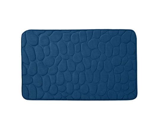 Floor Rugs Easy Clean Water Absorbent Solid Color Anti-slip Entrance Door Bath Mat for Home-Navy Blue 50*80cm V1263-JX-1429