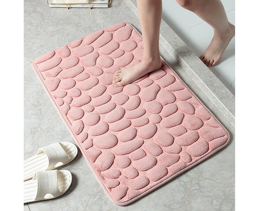 Floor Rugs Easy Clean Water Absorbent Solid Color Anti-slip Entrance Door Bath Mat for Home-Pink 50*80cm V1263-JX-1430