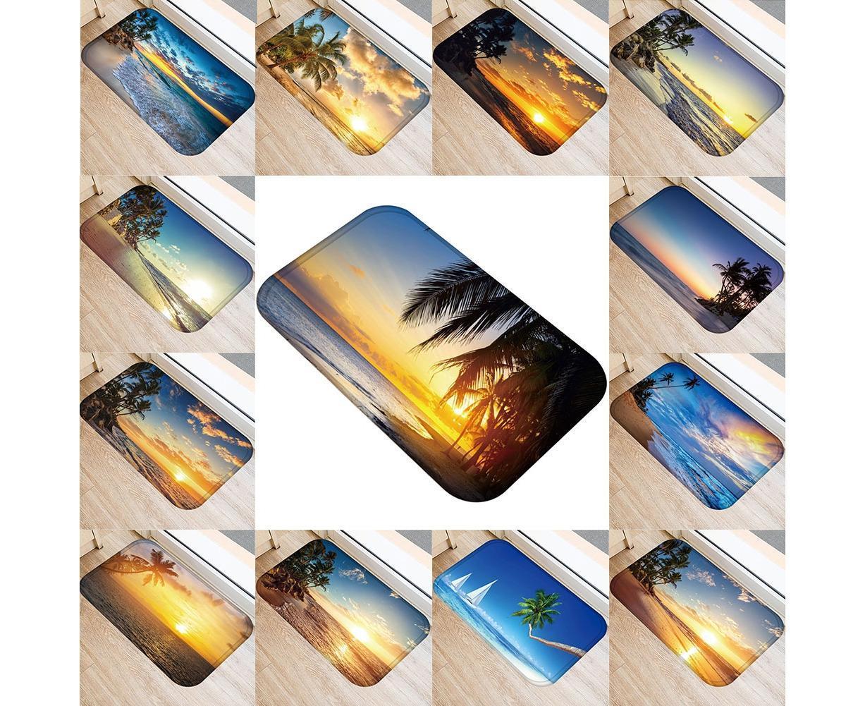 Fresh Beach Sky Kitchen Hallway Door Mat Entrance Rug Non-slip Bathroom Carpet V1263-JX-1435