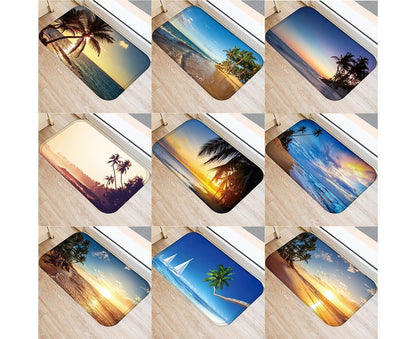Fresh Beach Sky Kitchen Hallway Door Mat Entrance Rug Non-slip Bathroom Carpet V1263-JX-1435
