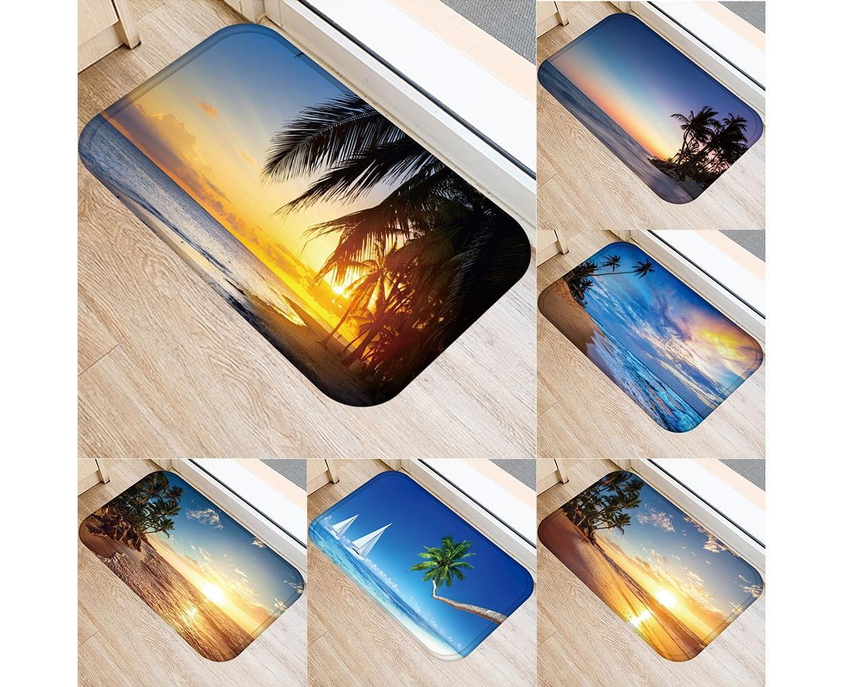 Fresh Beach Sky Kitchen Hallway Door Mat Entrance Rug Non-slip Bathroom Carpet V1263-JX-1435