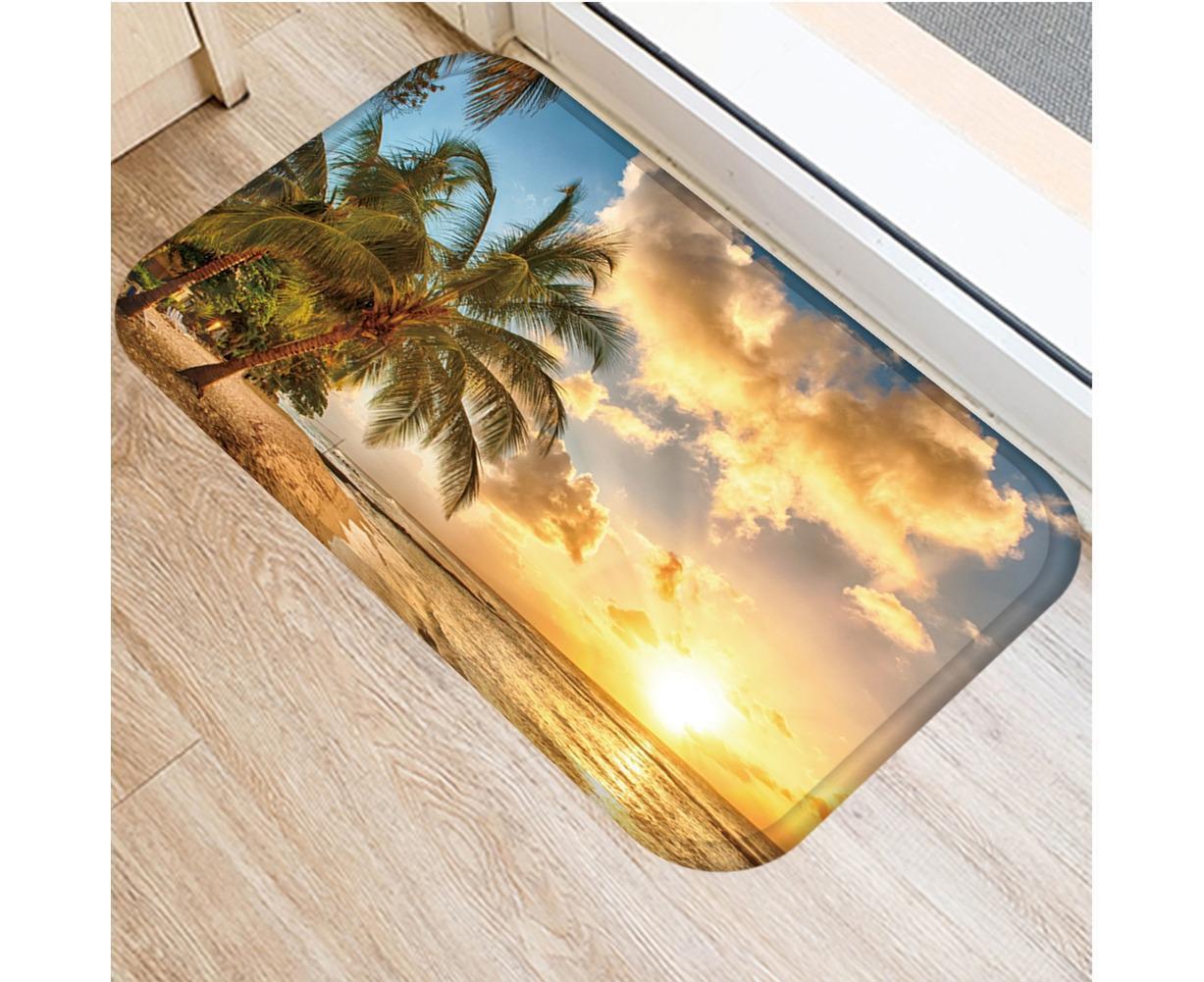Fresh Beach Sky Kitchen Hallway Door Mat Entrance Rug Non-slip Bathroom Carpet V1263-JX-1435