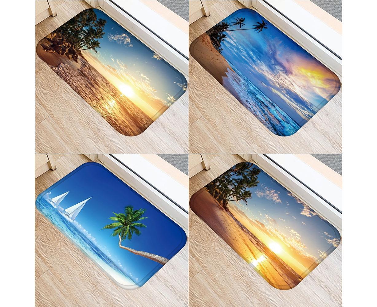 Fresh Beach Sky Kitchen Hallway Door Mat Entrance Rug Non-slip Bathroom Carpet V1263-JX-1436