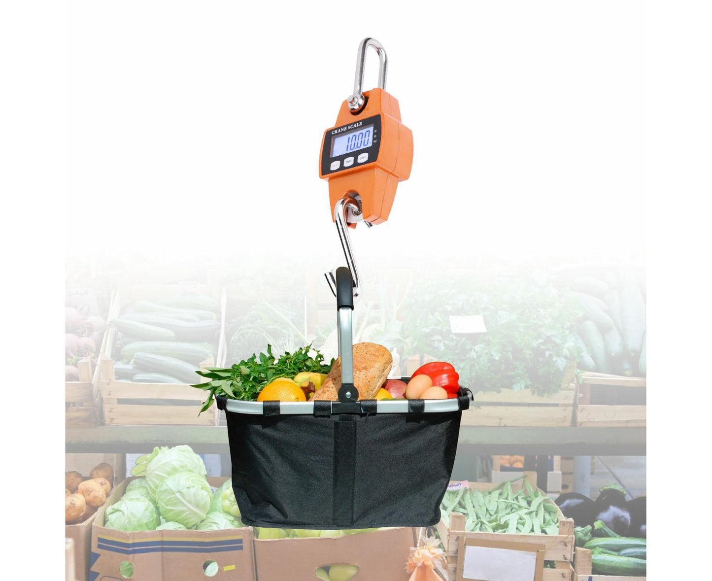 300kg Mini Portable Crane Scale LCD Digital Electronic Hanging Hook Scale Weight Measuring Tool V1263-JX-1458