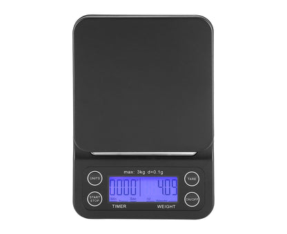 3KG/0.1g Digital Kitchen Food Scale Drip Coffee Weighing with Timer (Bluish Violet Backlight) V1263-JX-1461
