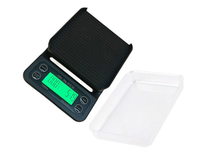 3KG/0.1g Electronic Digital Kitchen Food Scale Drip Coffee Weighing with Timer(Green Backlight) V1263-JX-1462