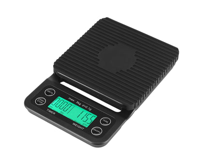 3KG/0.1g Electronic Digital Kitchen Food Scale Drip Coffee Weighing with Timer(Green Backlight) V1263-JX-1462