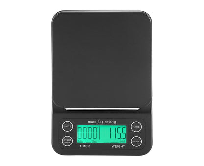 3KG/0.1g Electronic Digital Kitchen Food Scale Drip Coffee Weighing with Timer(Green Backlight) V1263-JX-1462