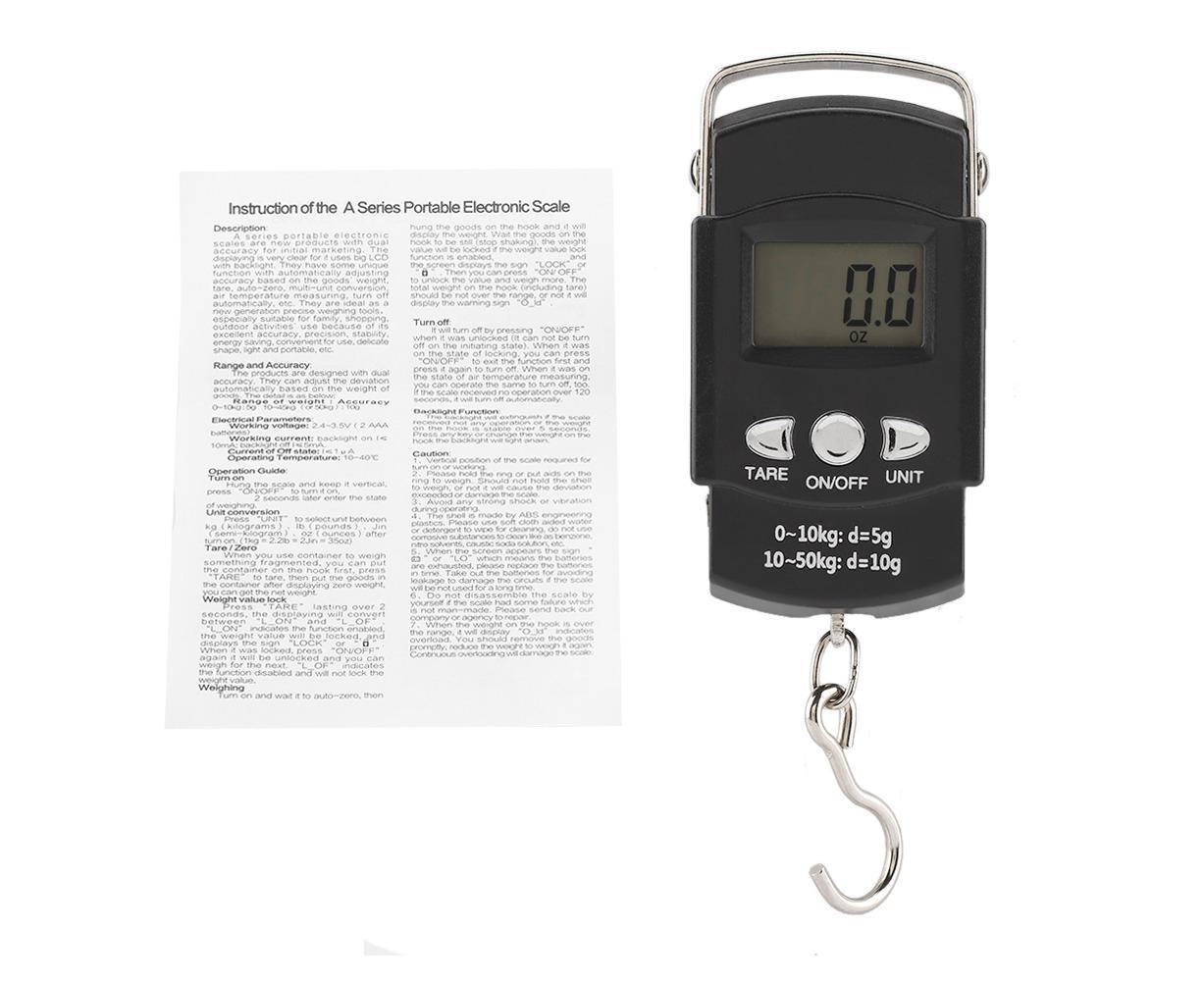 50KG/10G Portable Electronic LCD Digital Weight Scale with Tape Measure Hook V1263-JX-1466