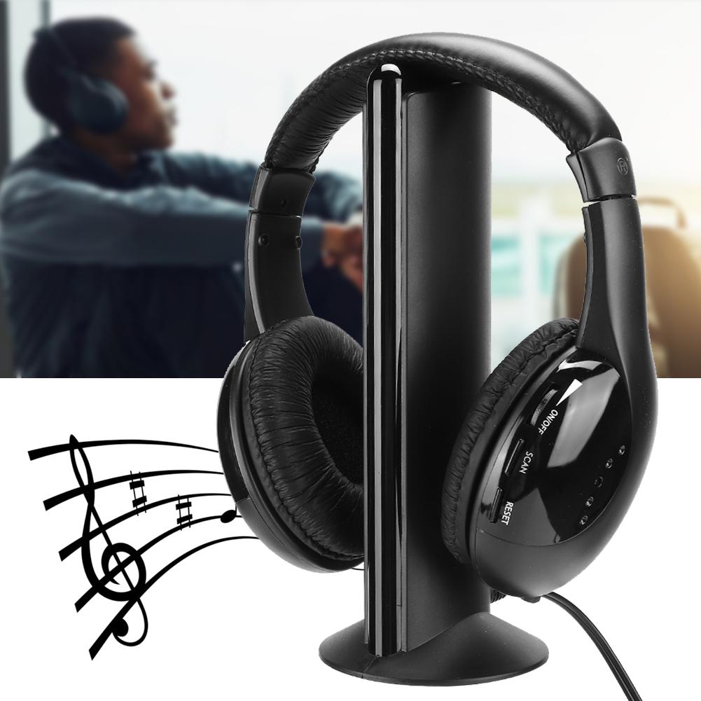 5 in 1 FM Wireless Headset Built in Microphone Earphone Headset with Charging Stand V1263-JX-147