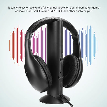 5 in 1 FM Wireless Headset Built in Microphone Earphone Headset with Charging Stand V1263-JX-147