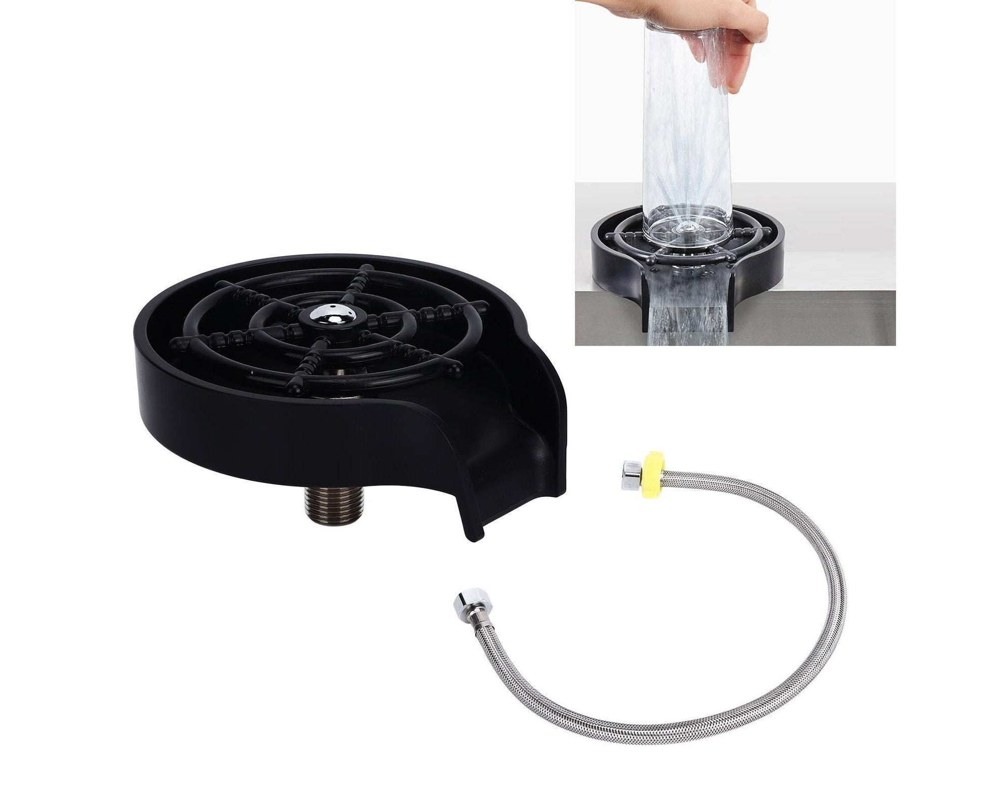 Cup Washer for Club Bar Home Kitchen G1/2 Interface Quick Cleaning Detachable Wash Basin Press Glass Rinser V1263-JX-1473
