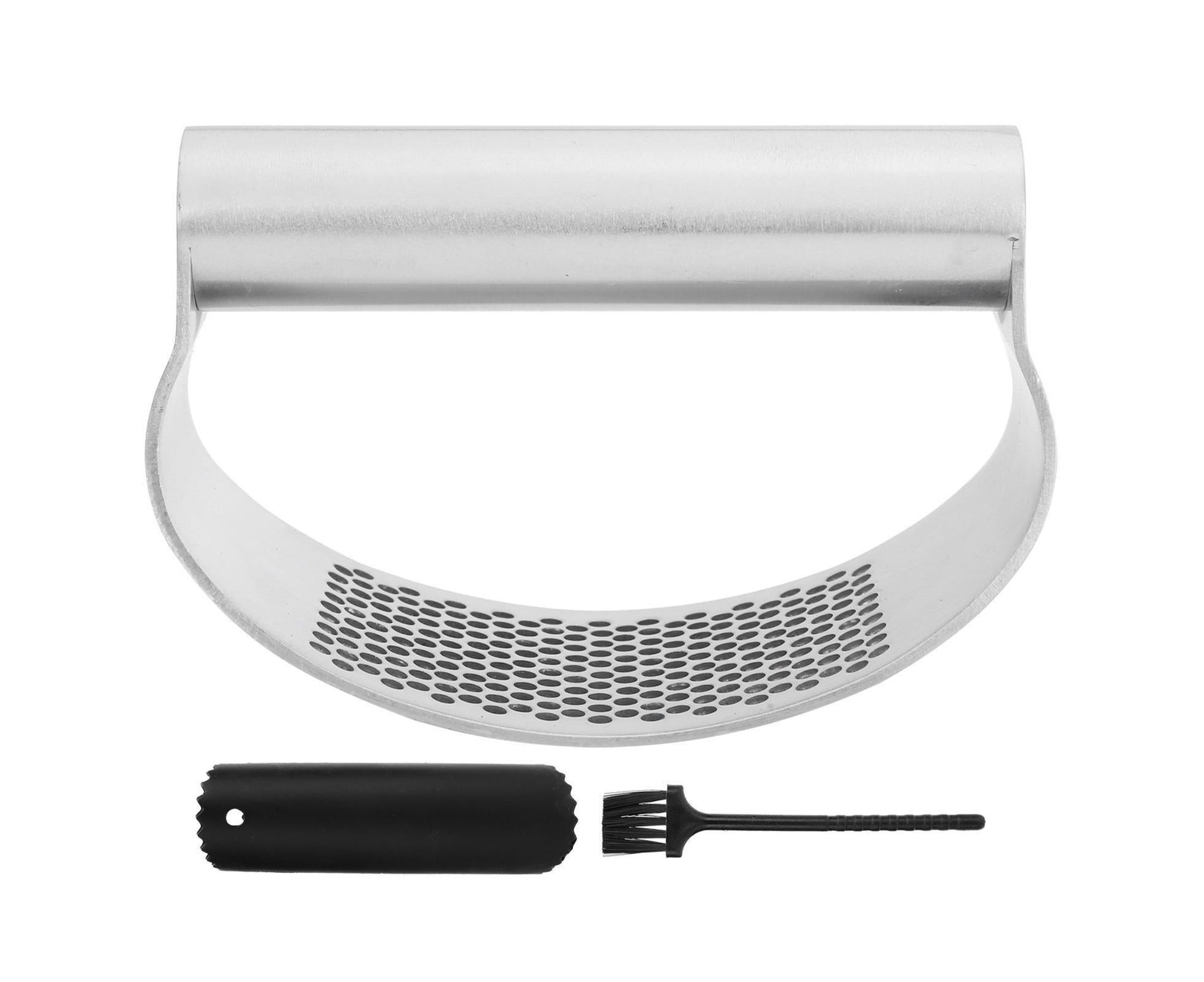 Manual Garlic Press Masher Crusher Squeezer with Brush Peeler Kit Kitchen Gadget Set V1263-JX-1507
