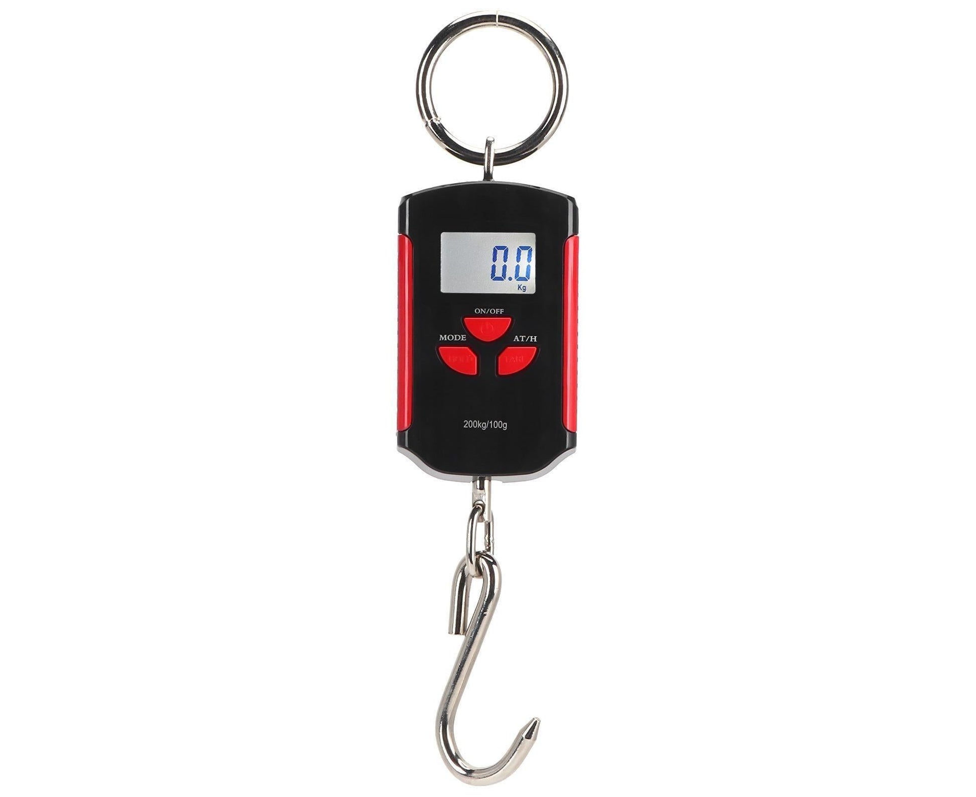 Portable Electronic Hanging Scale Digital LCD Backlit Display kg/lb/JIN 200KG W/HookRed Frame V1263-JX-1516