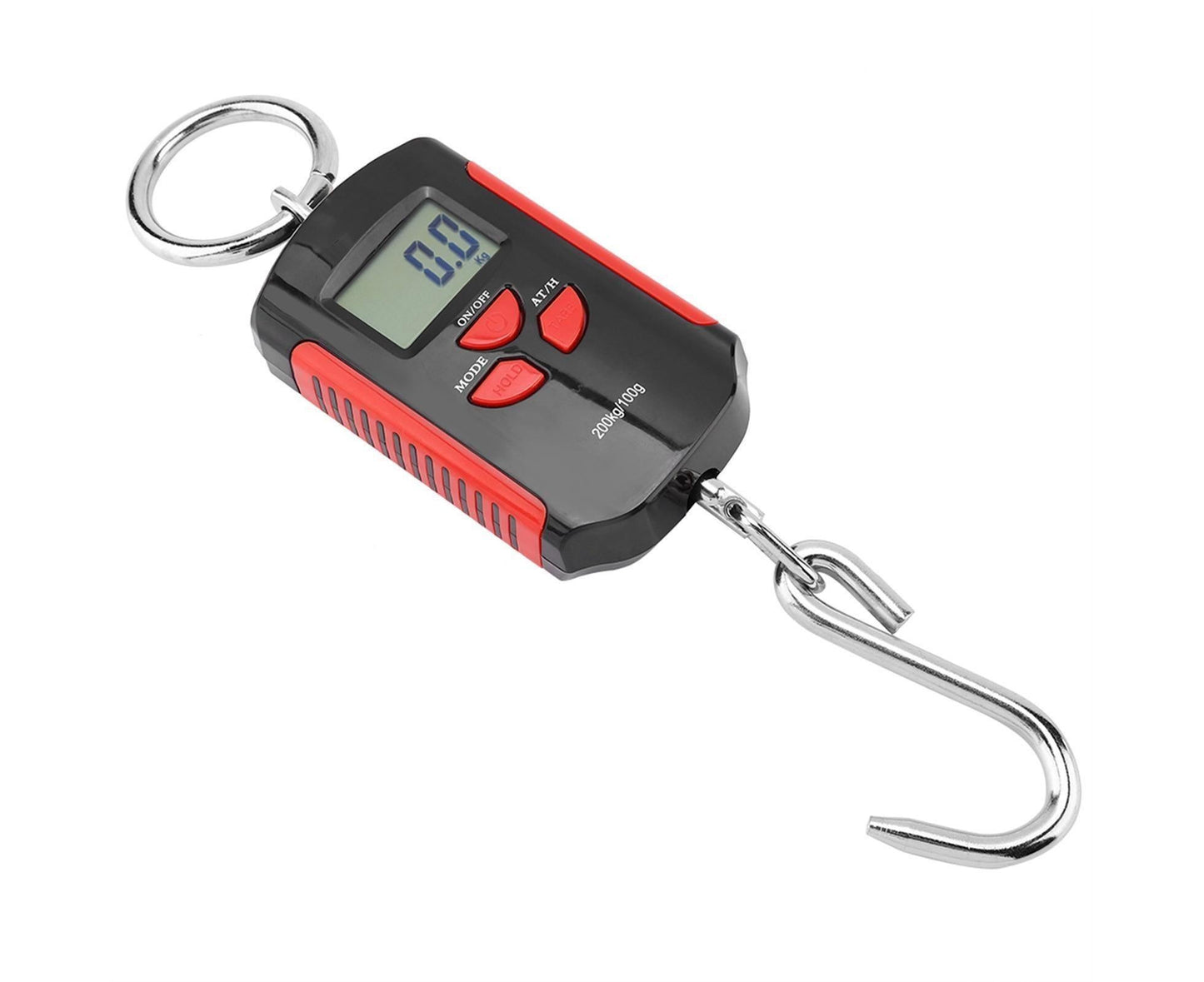 Portable Electronic Hanging Scale Digital LCD Backlit Display kg/lb/JIN 200KG W/HookRed Frame V1263-JX-1516