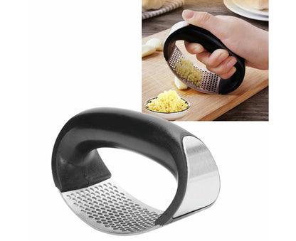 Stainless Steel Garlic Press Mincer Crusher with Cleaning Brush and Garlic Peeler Kitchen Tool V1263-JX-1523