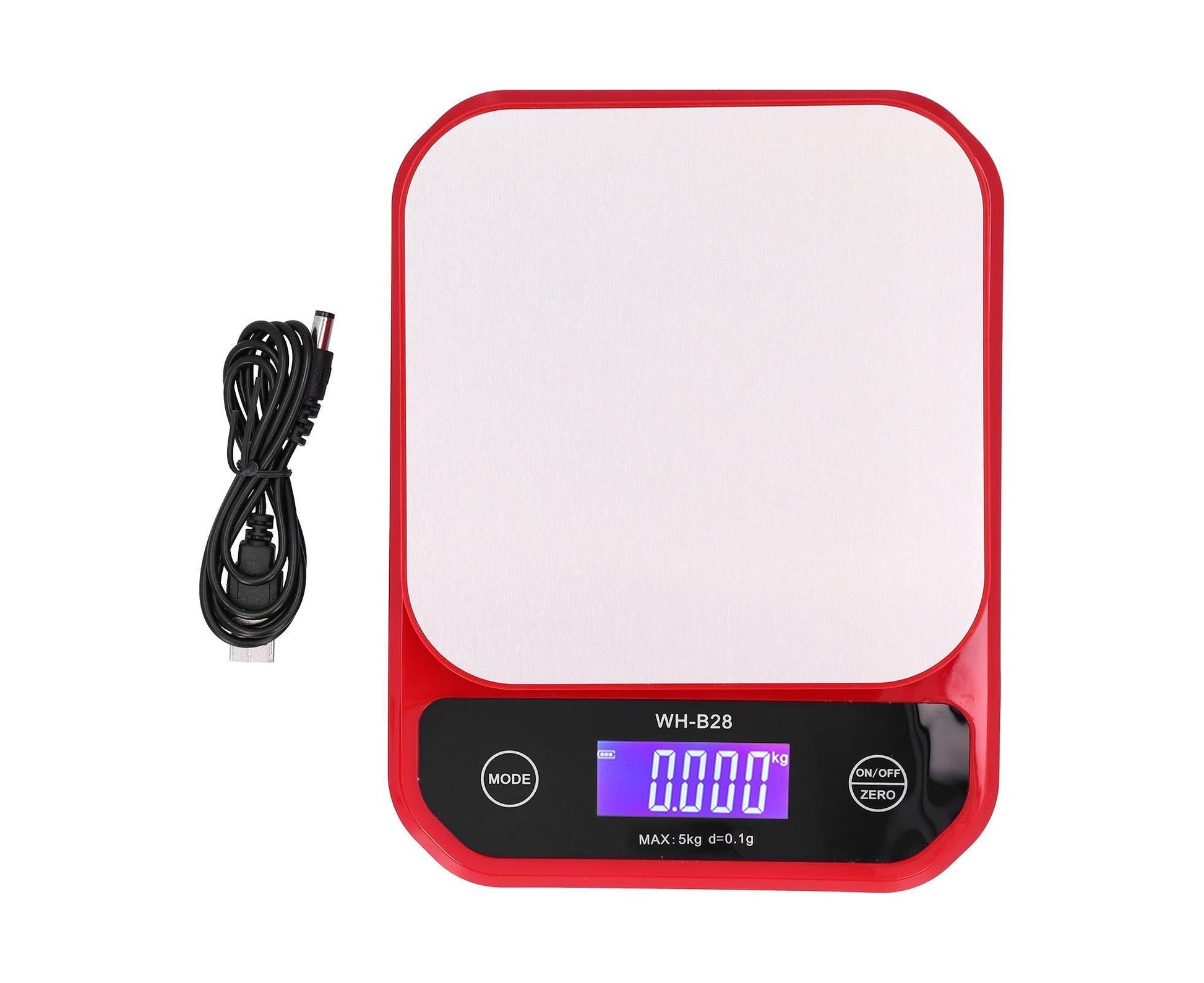 USB Charging Scale Waterproof Kitchen Baking Food Scale Electric Weight Measuring BalanceRed 5kg/0.1g V1263-JX-1526