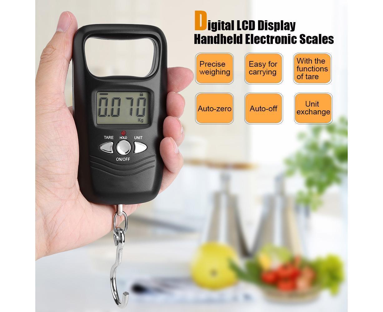 WEIHENG 50kg LCD Digital Hanging Luggage Electronic Pocket Hook Scale with Backlight (Black) V1263-JX-1529