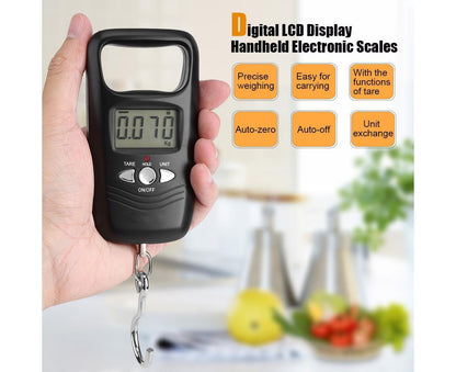 WEIHENG 50kg LCD Digital Hanging Luggage Electronic Pocket Hook Scale with Backlight (Black) V1263-JX-1529