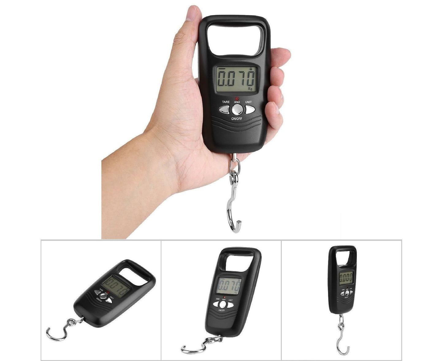 WEIHENG 50kg LCD Digital Hanging Luggage Electronic Pocket Hook Scale with Backlight (Black) V1263-JX-1529