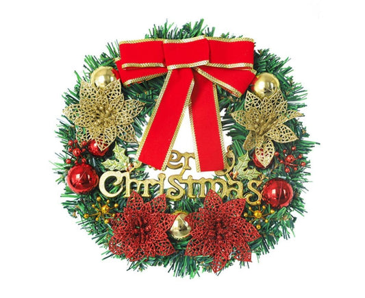 Artificial Christmas Wreath with Lights, Red Berry & Pine Cones, Battery Operated Christmas Wreaths for Front V1263-JX-1535