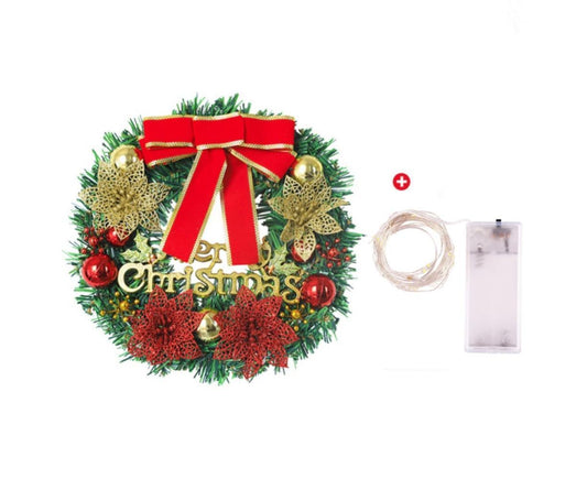 Artificial Christmas Wreath with Lights, Red Berry & Pine Cones, Battery Operated Christmas Wreaths for Front V1263-JX-1535