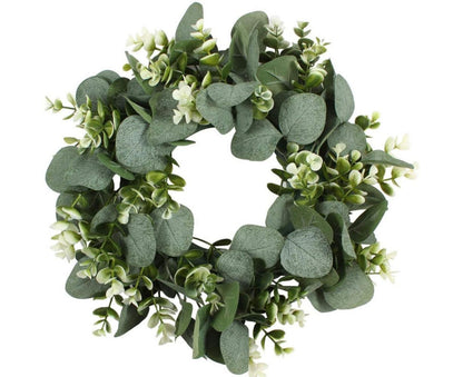 Artificial Eucalyptus Wreath for Front Door, Spring Summer Green Leaf Wreath for Farmhouse Wall Wedding Decor V1263-JX-1536