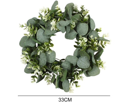 Artificial Eucalyptus Wreath for Front Door, Spring Summer Green Leaf Wreath for Farmhouse Wall Wedding Decor V1263-JX-1536
