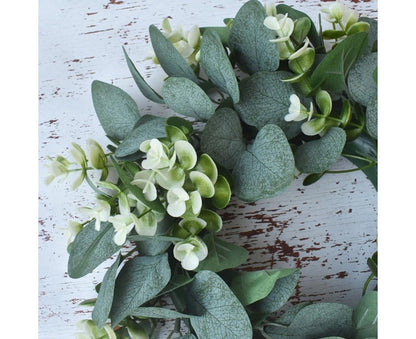 Artificial Eucalyptus Wreath for Front Door, Spring Summer Green Leaf Wreath for Farmhouse Wall Wedding Decor V1263-JX-1536