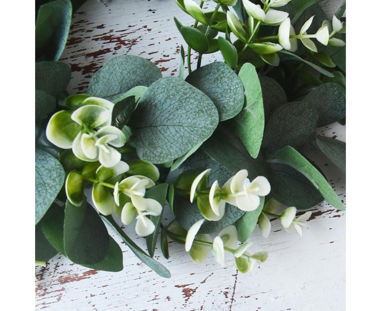 Artificial Eucalyptus Wreath for Front Door, Spring Summer Green Leaf Wreath for Farmhouse Wall Wedding Decor V1263-JX-1536