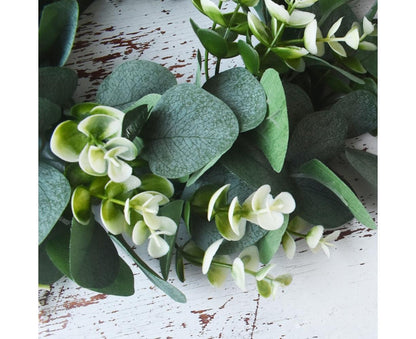 Artificial Eucalyptus Wreath for Front Door, Spring Summer Green Leaf Wreath for Farmhouse Wall Wedding Decor V1263-JX-1536