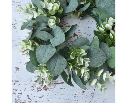 Artificial Eucalyptus Wreath for Front Door, Spring Summer Green Leaf Wreath for Farmhouse Wall Wedding Decor V1263-JX-1536
