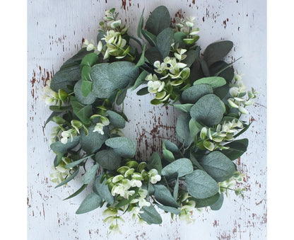 Artificial Eucalyptus Wreath for Front Door, Spring Summer Green Leaf Wreath for Farmhouse Wall Wedding Decor V1263-JX-1536