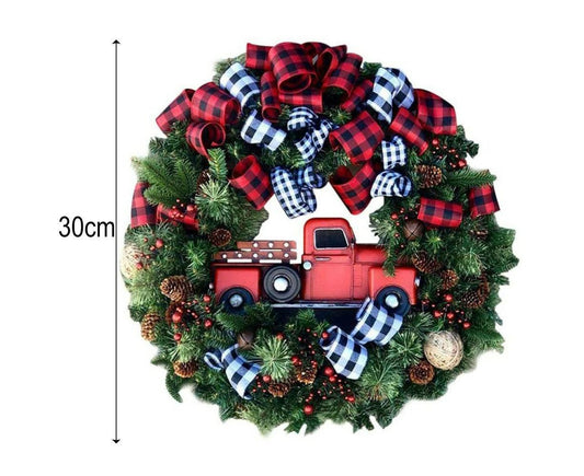 Christmas Wreath for Car, Truck or Festival Decoration LED Artificial Christmas Car Wreath - 25cm V1263-JX-1546