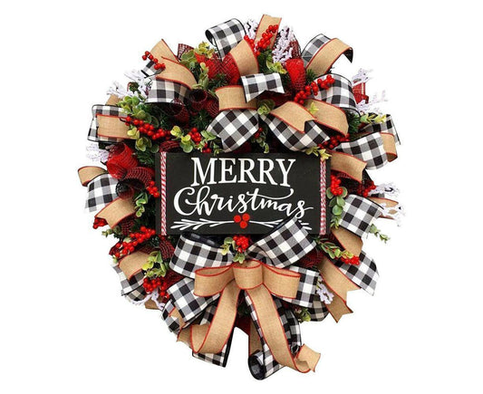 Christmas Wreath for Car, Truck or Festival Decoration LED Artificial Christmas Car Wreath - 25cm V1263-JX-1547