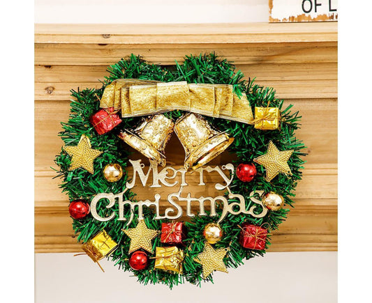 Christmas Wreath for Front Door, Pre-lit Xmas Wreath Decorated with Ball Ornaments, Pine Cones, Berries, for V1263-JX-1548