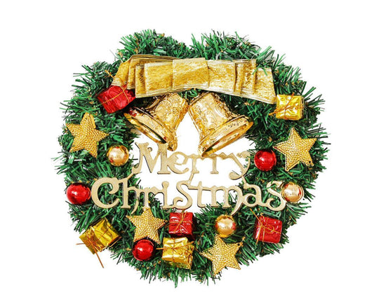 Christmas Wreath for Front Door, Pre-lit Xmas Wreath Decorated with Ball Ornaments, Pine Cones, Berries, for V1263-JX-1548