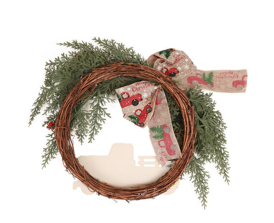 Christmas Wreath Front Door Wreath Decoration Red Truck Wreath Fall Farmhouse Wreath Indoor Outdoor, V1263-JX-1549