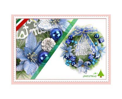 Christmas Wreath Merry Christmas Front Door Ornament Wall Artificial Pine Garland for Party Decor - blue - V1263-JX-1550