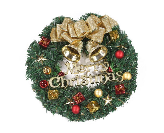 Christmas Wreath with Pinecones Red Berries, Red Bowknot Lighted Christmas Wreath for Winter Holidays Home V1263-JX-1557