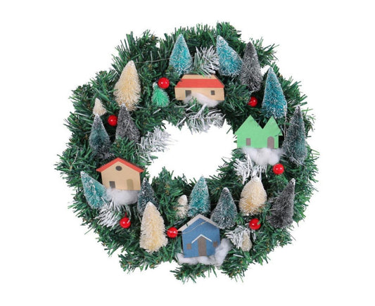 Christmas Wreath, Green, Crestwood Spruce, White Lights, Decorated with Pine Cones, Berry Clusters, Frosted V1263-JX-1559