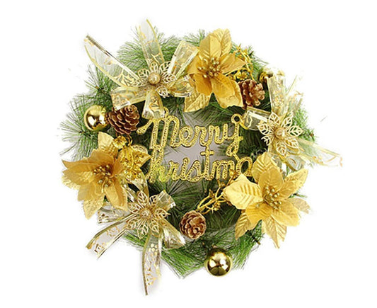 Christmas Wreaths for Front Door, Artificial Christmas Door Wreath with Christmas Ball Bow, Christmas V1263-JX-1564