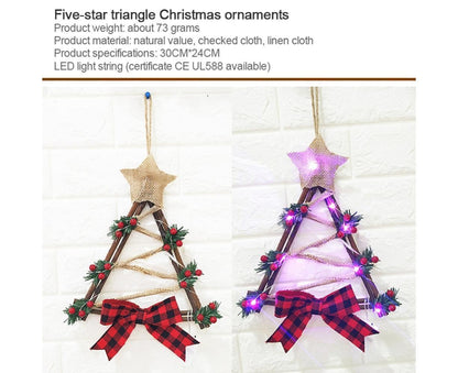 Lighted Christmas Wreath Decoration, Grapevine Wreath for Front Door Home Garden Wall Decor V1263-JX-1569