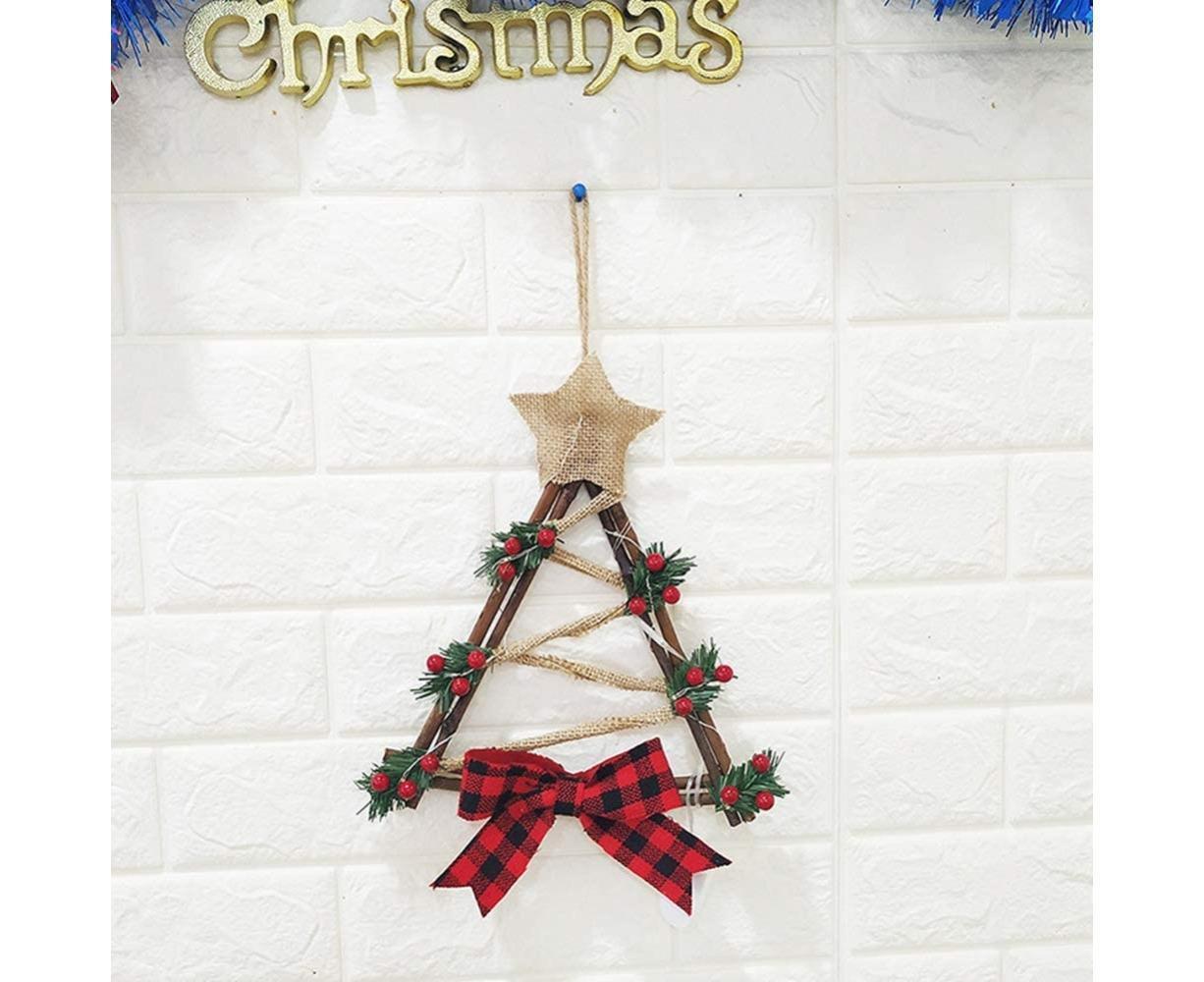 Lighted Christmas Wreath Decoration, Grapevine Wreath for Front Door Home Garden Wall Decor V1263-JX-1569